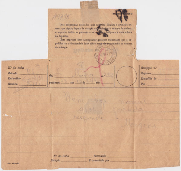 Telegram of 12 September 1919 - front