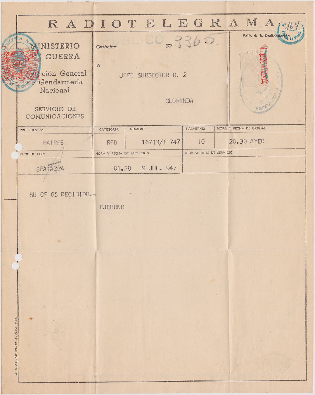 Form U1-001 - 10/45 Russo Hnos