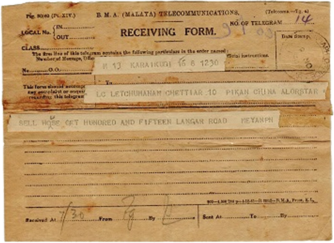 BMA Malaya Receiving Form - November 1942