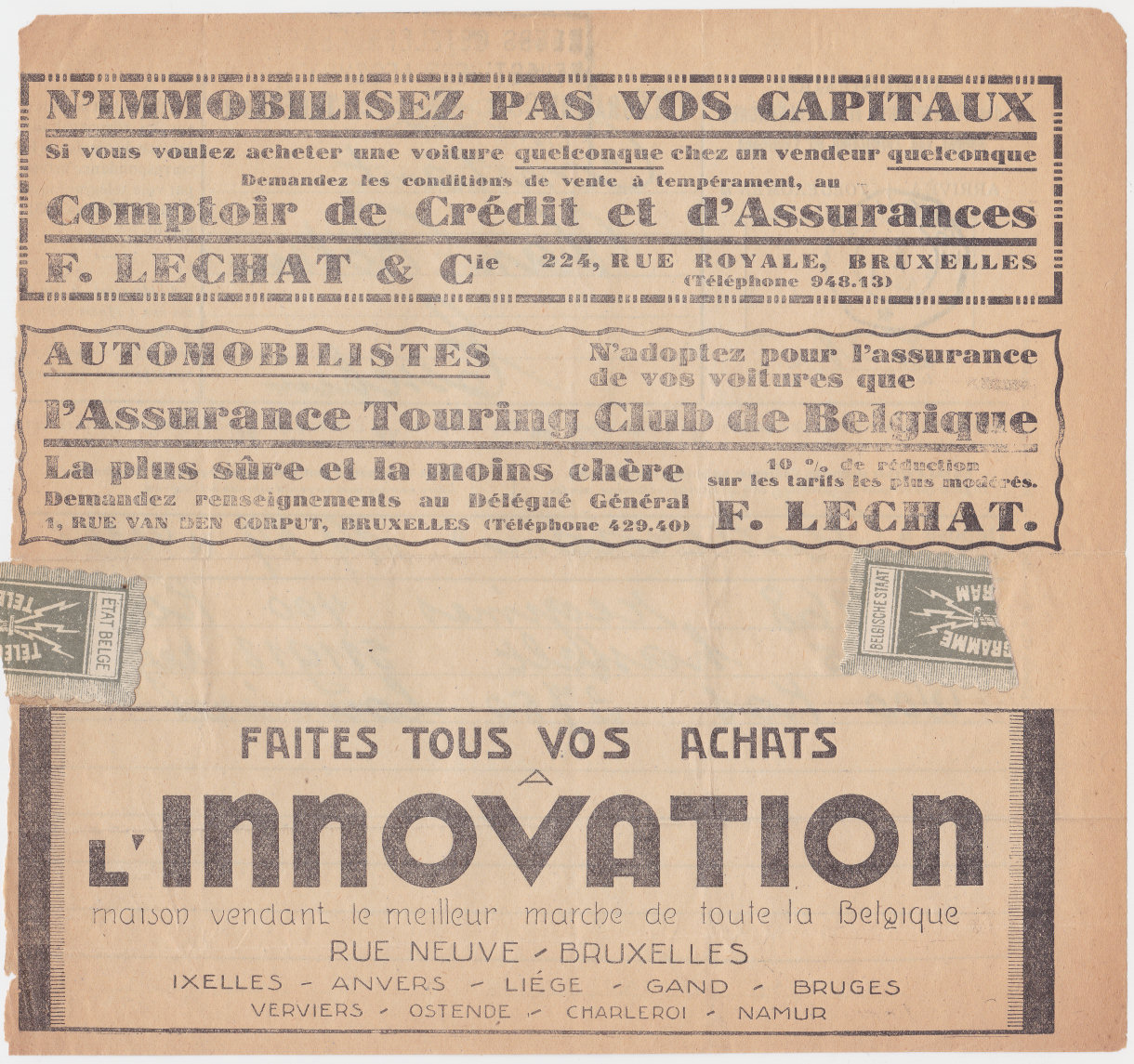 Telegram - 1929, used 1934 - back