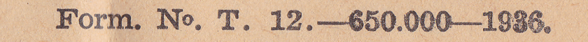 T12 - 1936 printing of 650,000 - imprint