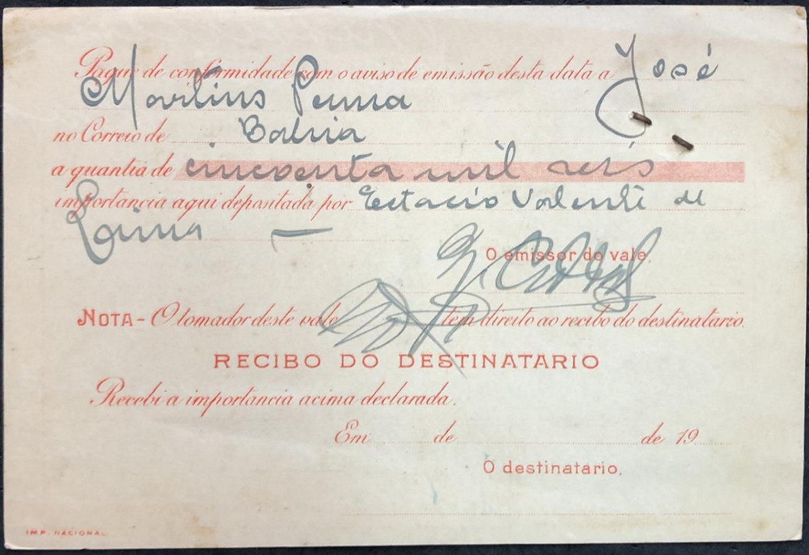 Money Xfer 1918 - back