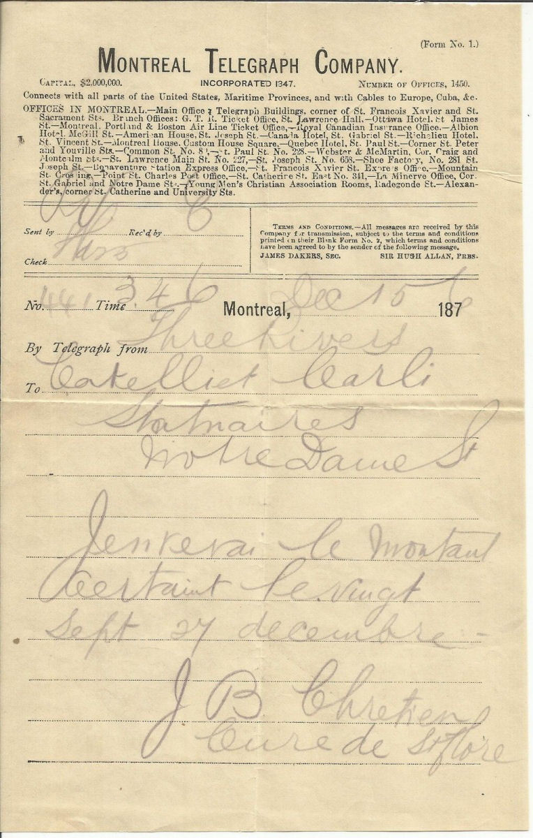 Montreal Telegraph envelope