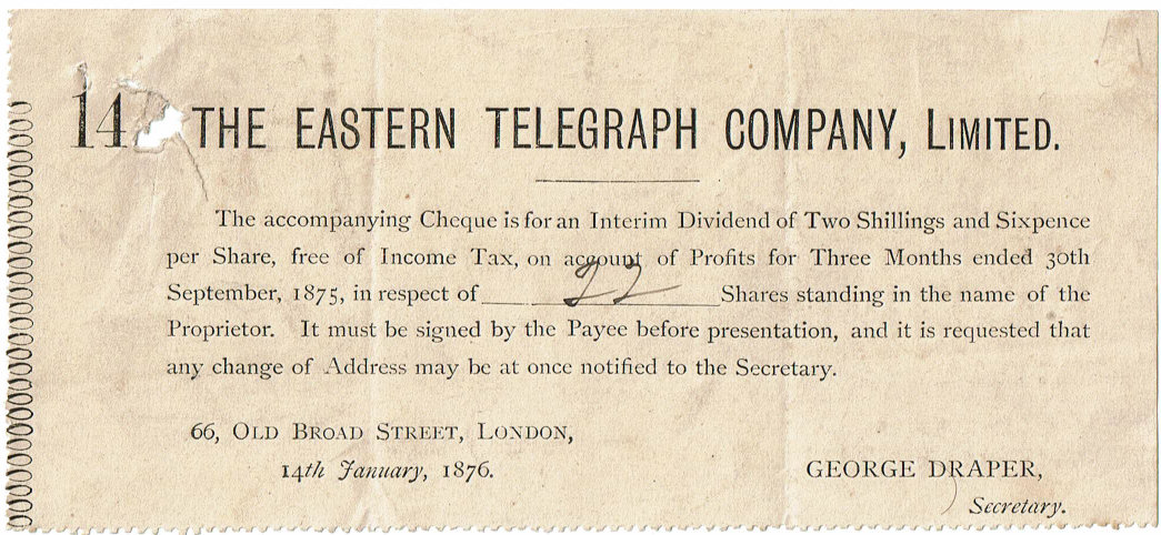 ETC 1876 Dividend notification
