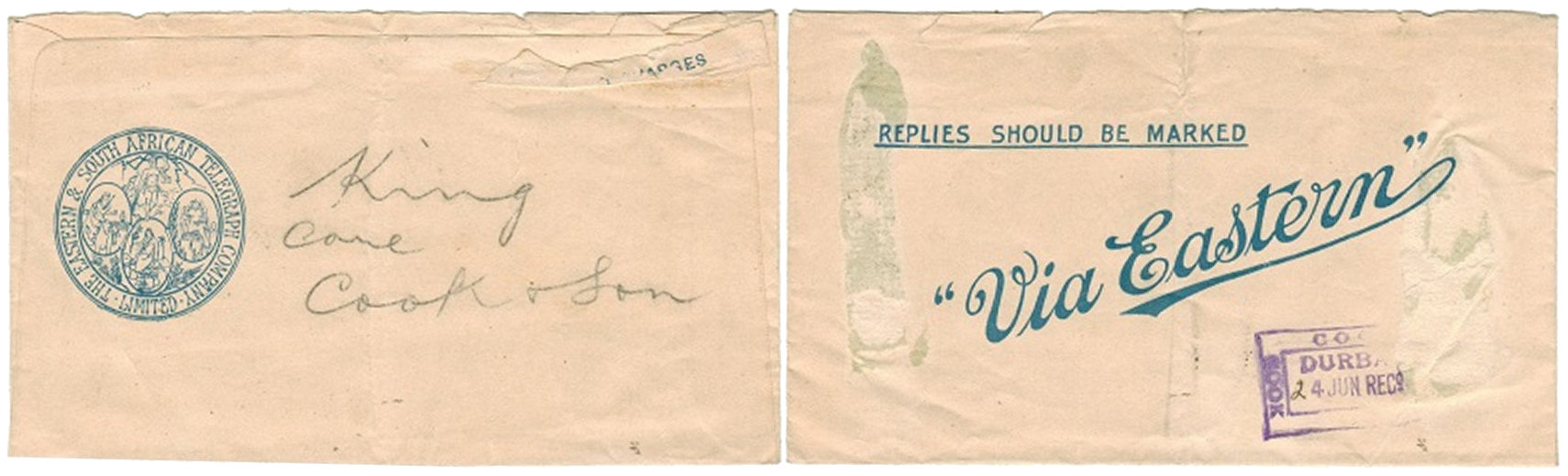 Eastern & SA 1924 Envelope 