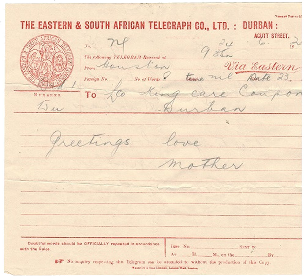 Eastern & SA 1924 telegram 