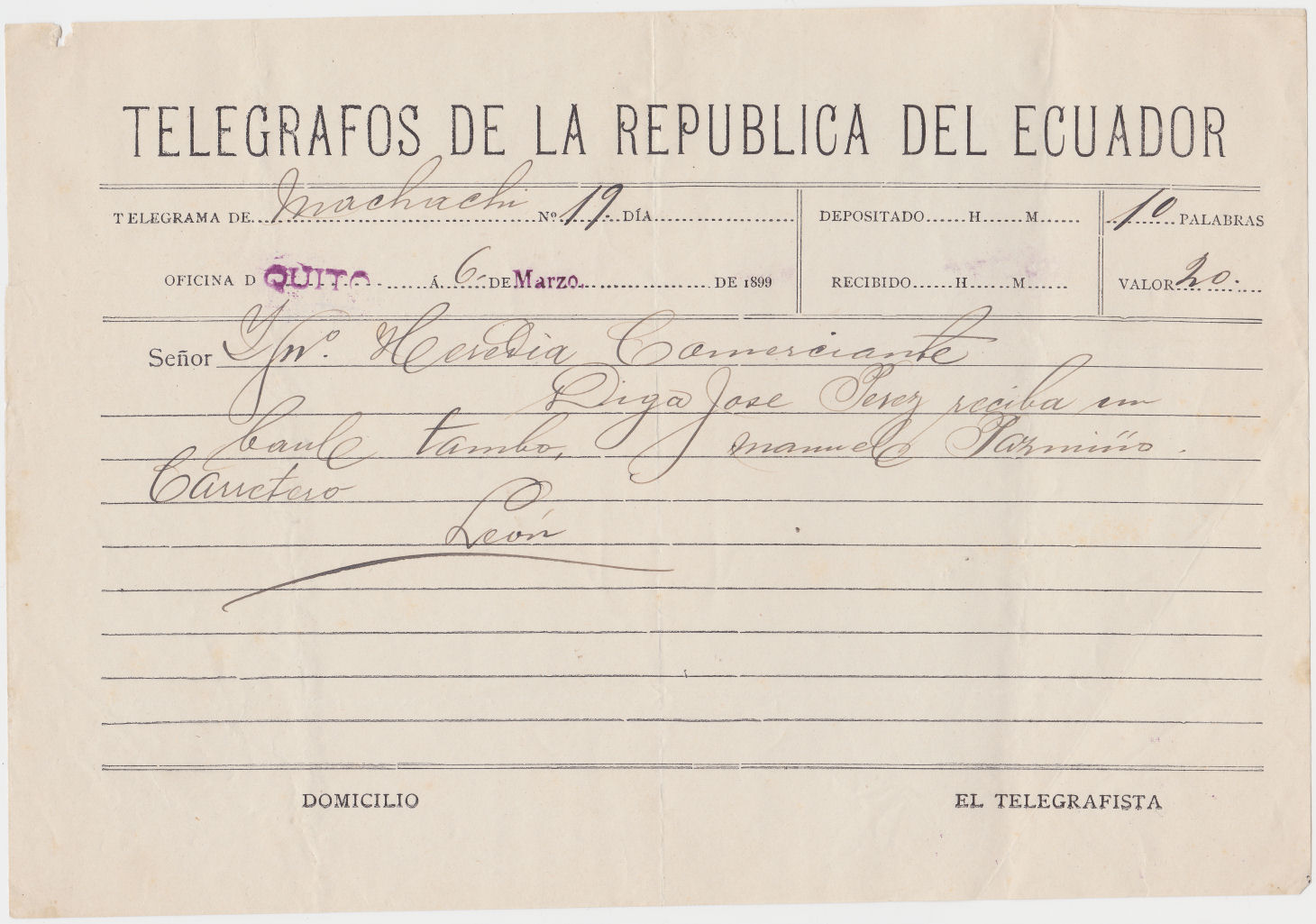 Ecuador 6/3/1899