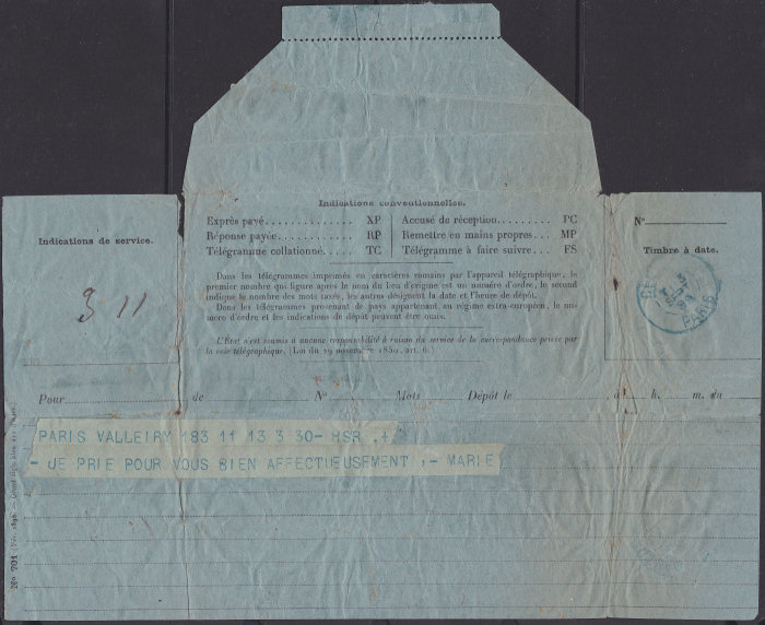 September 1899 Telegram - front