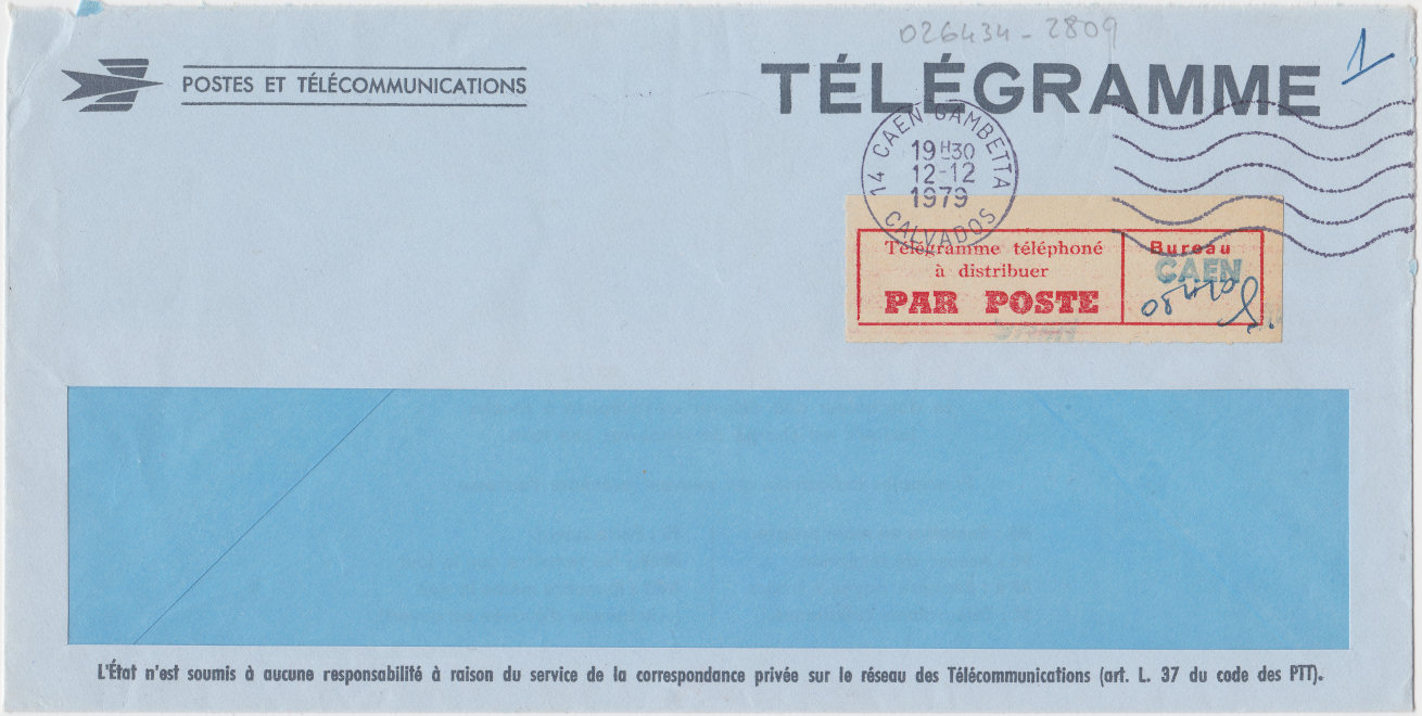April 1982 Telegram envelope - front