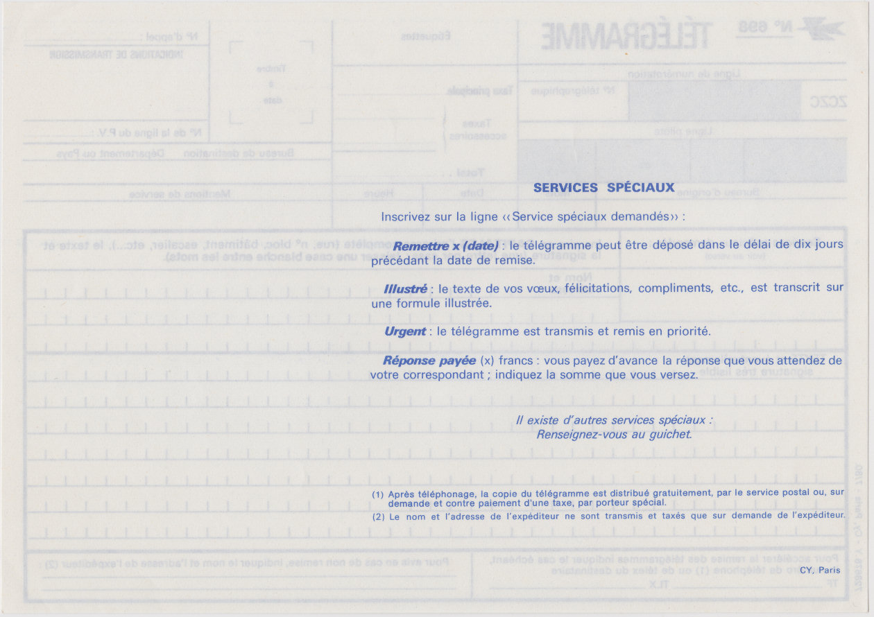 July 1980 sending Telegram - back