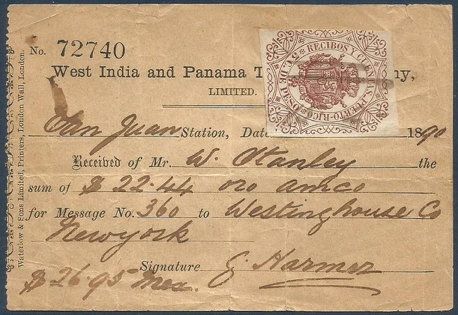 1890 receipt for Telegraph
