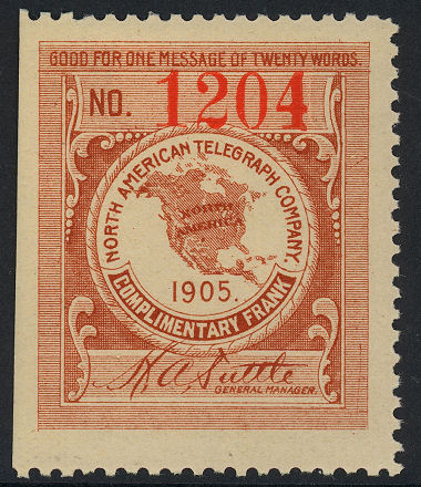 North American Telegraph Franks - 1905