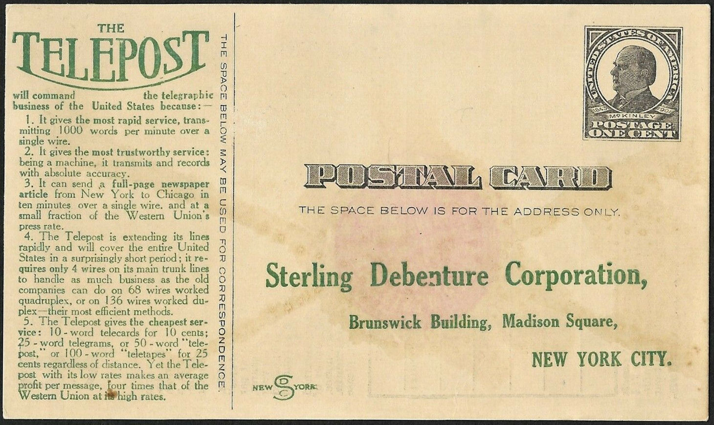 Telecard Sterling advert - front