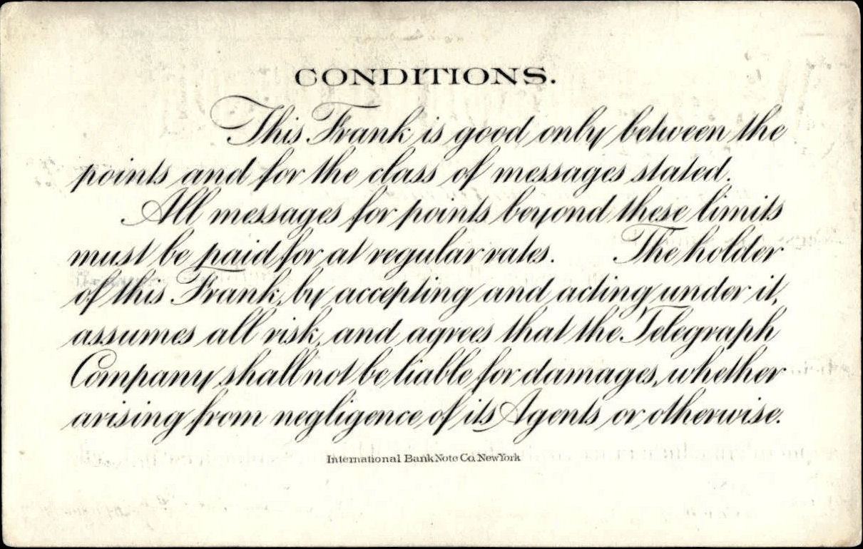 Western Union Business Frank 1906 - Conditions