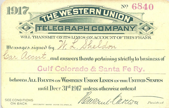 1917 Charge Card, 298R - front