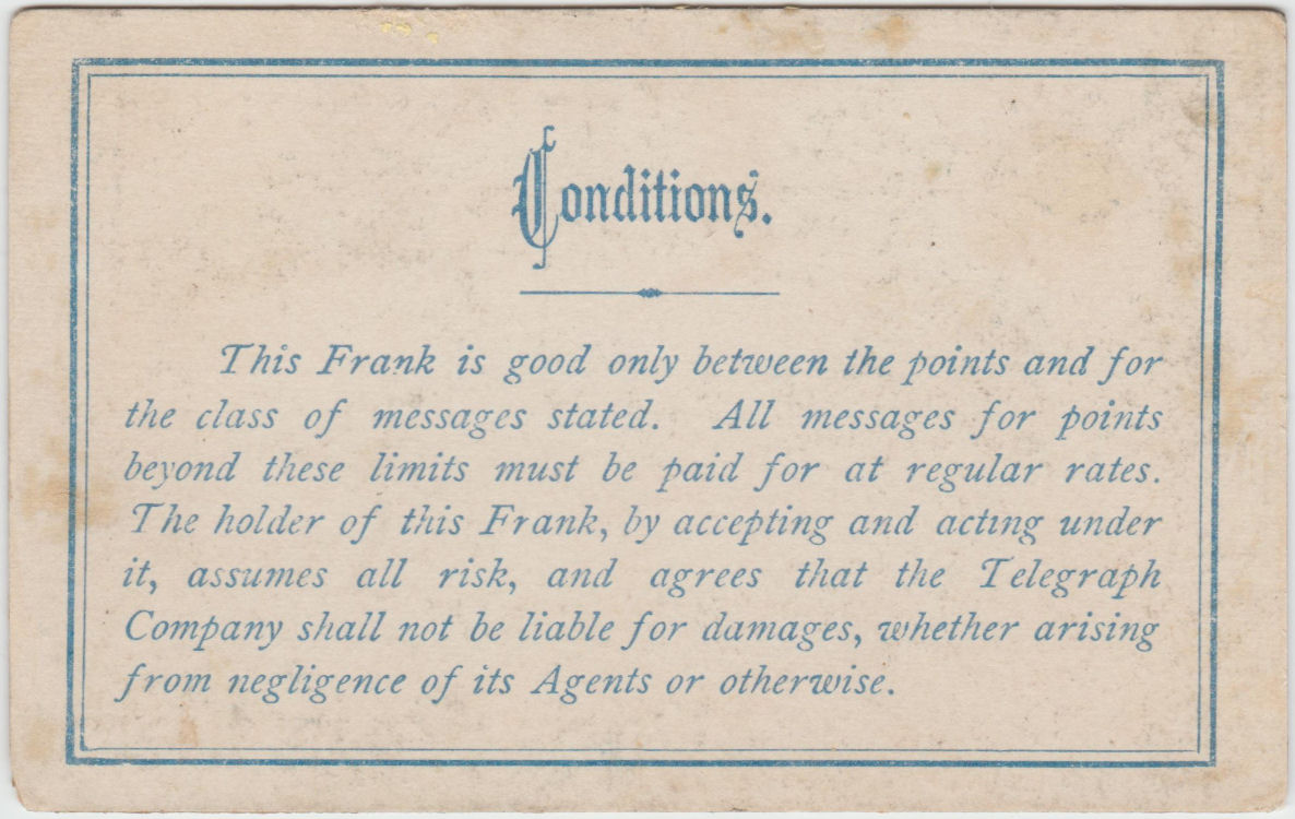 Western Union Business Frank 1888 - Conditions
