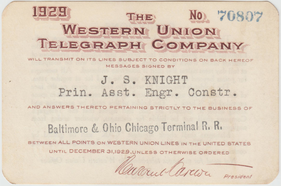 1929 Charge Card - front