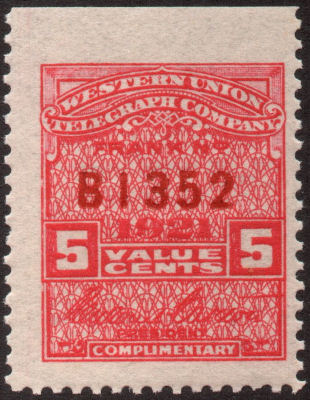 Western Union. 1921 5c - B