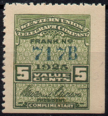 Western Union 1925, RH72a - B