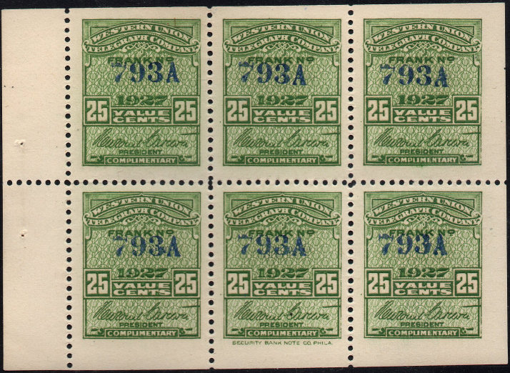 Western Union 1927, RH77a - A