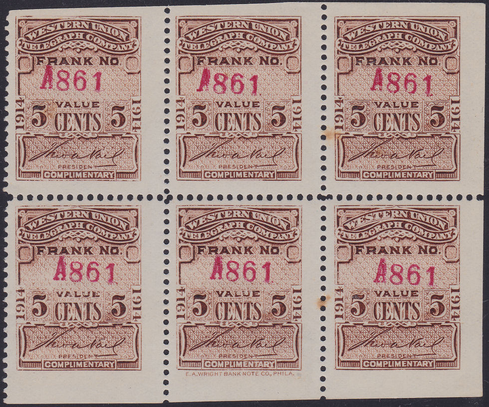 Western Union 1914 - RH50c pane