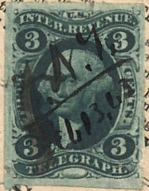 American Telegraph Co. Telegraph form with stamp