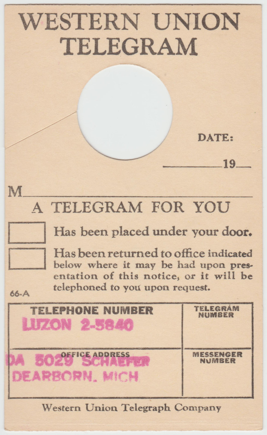 DH dated 25-1-51 - front