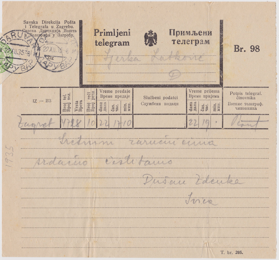 Savka Br 98/205 used 1935.