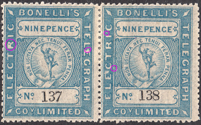 Bonilli's 9d Electric Telegraph pair