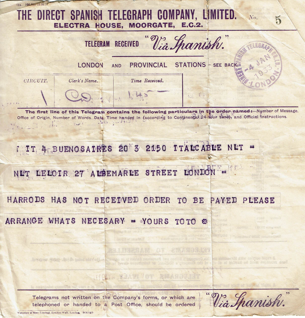 Direct Spanish - 1933 - front