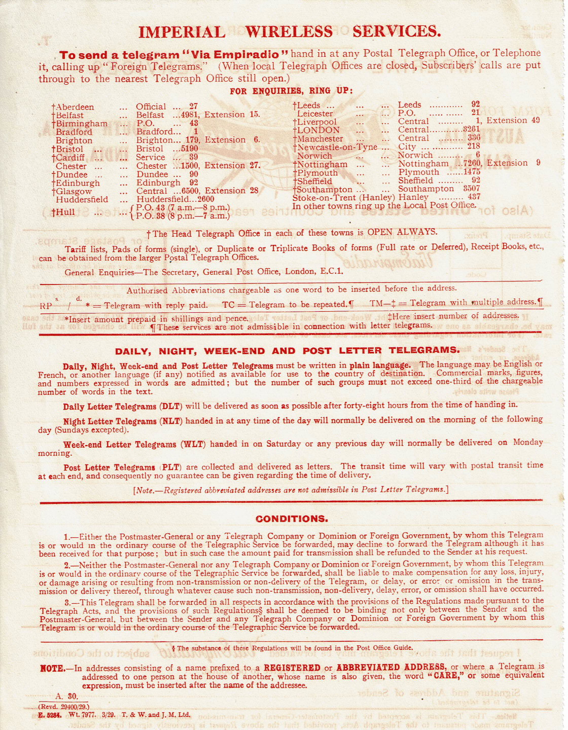 Imperial Wireless T - March 1929 - back