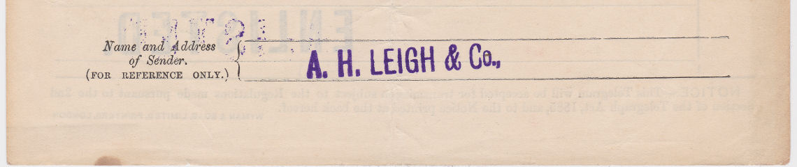 6d A1S/E Post Office Telegraph Form - back