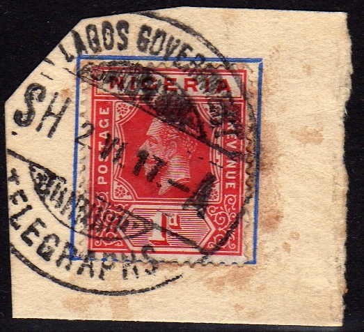 'Lagos Government hand-stamp 1917